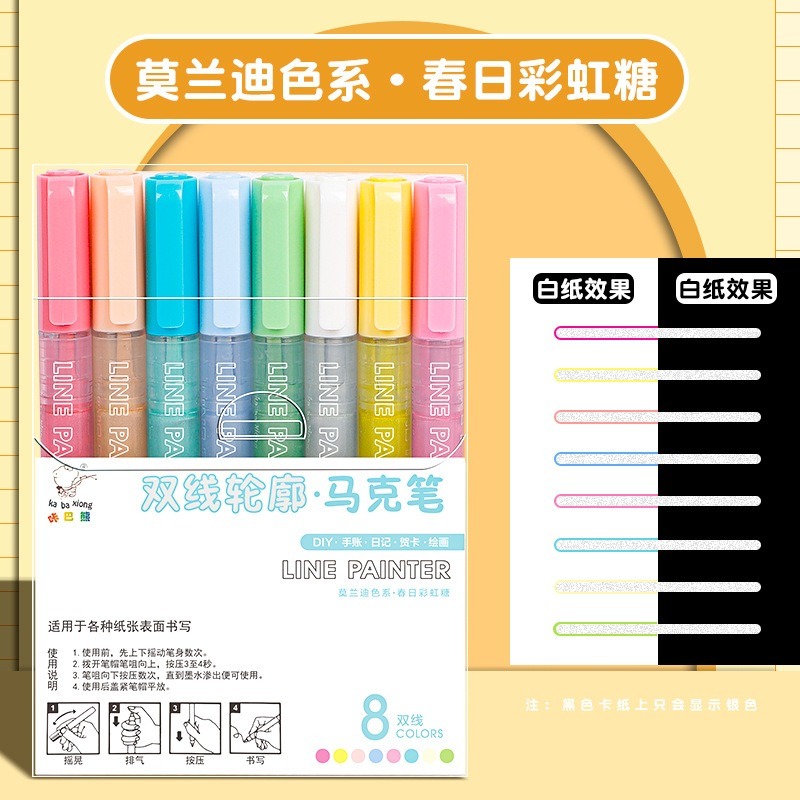 【苗栗現貨&含發票】 輪廓筆 麥克筆 馬克筆 手帳筆 海報筆 螢光筆 雙線輪廓筆 賀卡 卡片-規格圖9