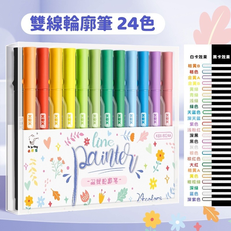 【苗栗現貨&含發票】 輪廓筆 麥克筆 馬克筆 手帳筆 海報筆 螢光筆 雙線輪廓筆 賀卡 卡片-規格圖9