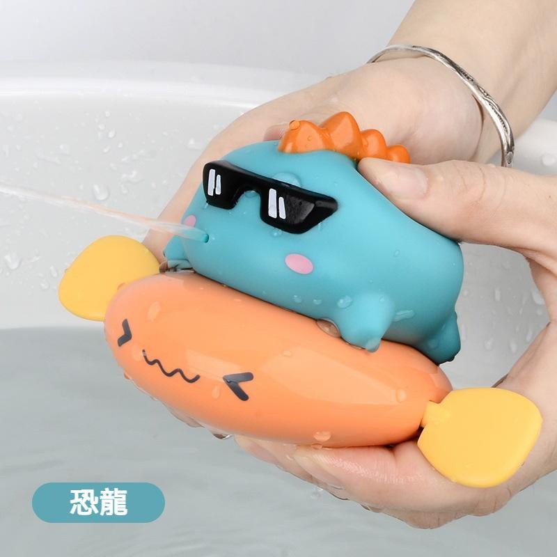 【苗栗現貨&含發票】 洗澡玩具 恐龍飛魚、河馬飛魚 拉繩洗澡玩具 戲水玩具-規格圖6