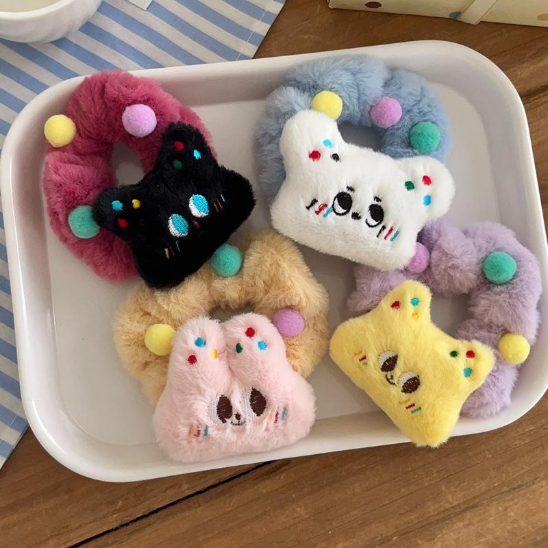 【苗栗現貨&含發票】 髮圈 玩偶髮圈 布偶髮圈 可愛髮圈 造型髮圈 毛絨髮圈 可愛糖豆豆玩偶髮圈-細節圖6