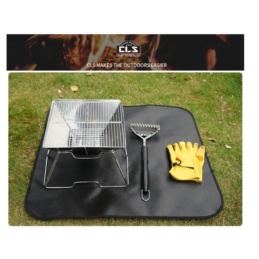 日野戶外 台灣現貨 黑色 CLS 矽膠塗層防火布附收納袋 防火布 防火毯 焚火台 柴爐 露營 野營 野炊-細節圖6