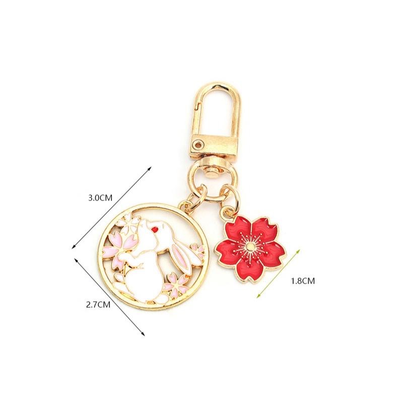 【森圈小物 台灣現貨】兔子 花環 吊飾 櫻花 鑰匙圈 包包 掛件 AirPods 掛飾 可愛 韓版 日系 聖誕 禮物-細節圖2