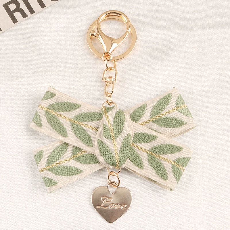 【森圈小物 台灣現貨】樹葉刺繡編織airpods吊飾包包ins鑰匙圈鑰匙扣日韓背包掛件掛飾卡通少女聖誕生日婚禮小物-規格圖9