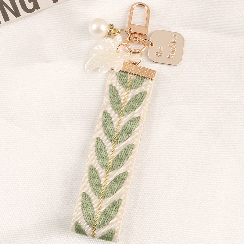 【森圈小物 台灣現貨】樹葉刺繡編織airpods吊飾包包ins鑰匙圈鑰匙扣日韓背包掛件掛飾卡通少女聖誕生日婚禮小物-規格圖9