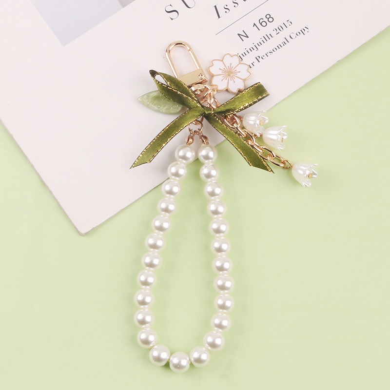 【森圈小物 台灣現貨】百合花氣質仿珍珠串airpods吊飾包包ins鑰匙圈鑰匙扣日韓背包掛件掛飾卡通聖誕生日婚禮小物-規格圖9