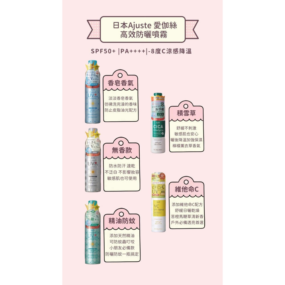 日本Ajuste愛伽絲 防曬噴霧 SPF50-細節圖3