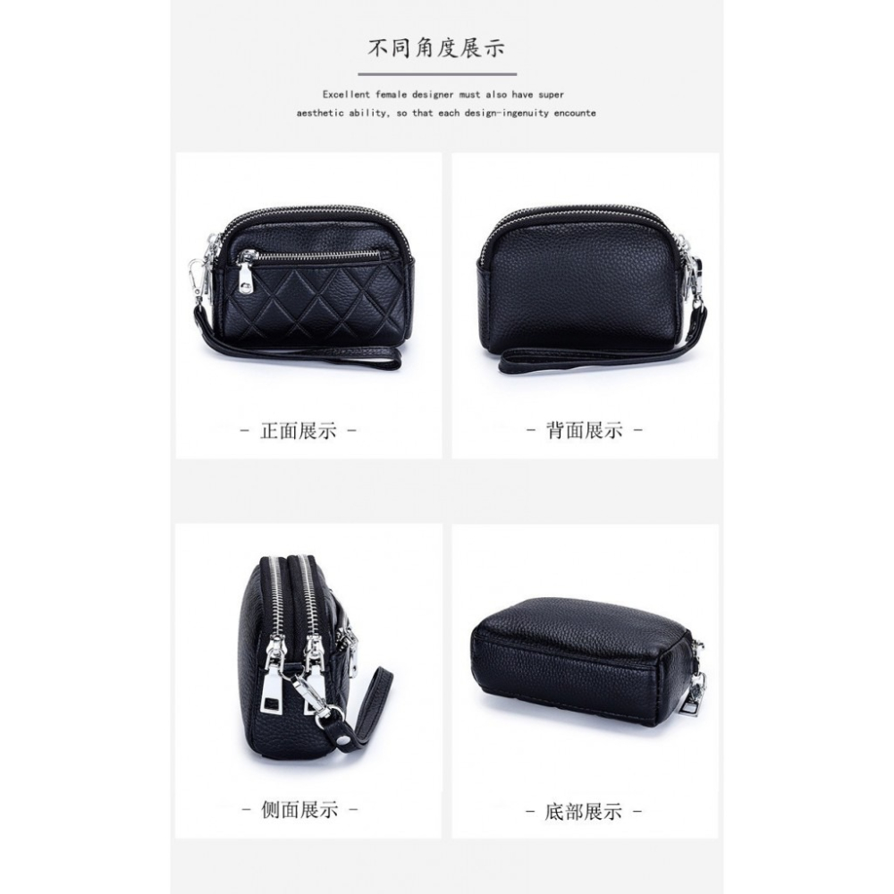 【真皮格紋零錢手拿包/ 13.5 × 9 × 5 CM /數量有限/售完不補】-細節圖5