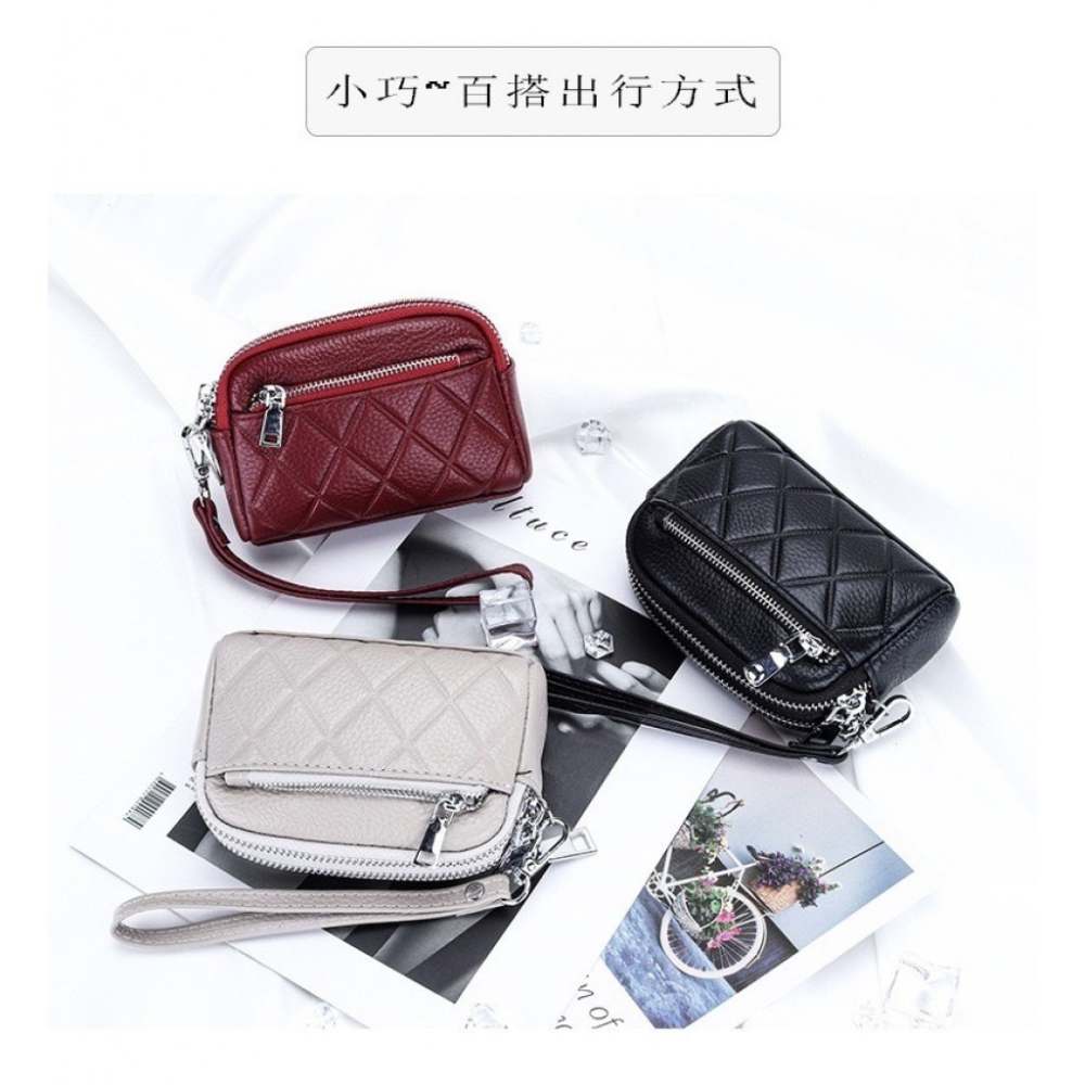 【真皮格紋零錢手拿包/ 13.5 × 9 × 5 CM /數量有限/售完不補】-細節圖7