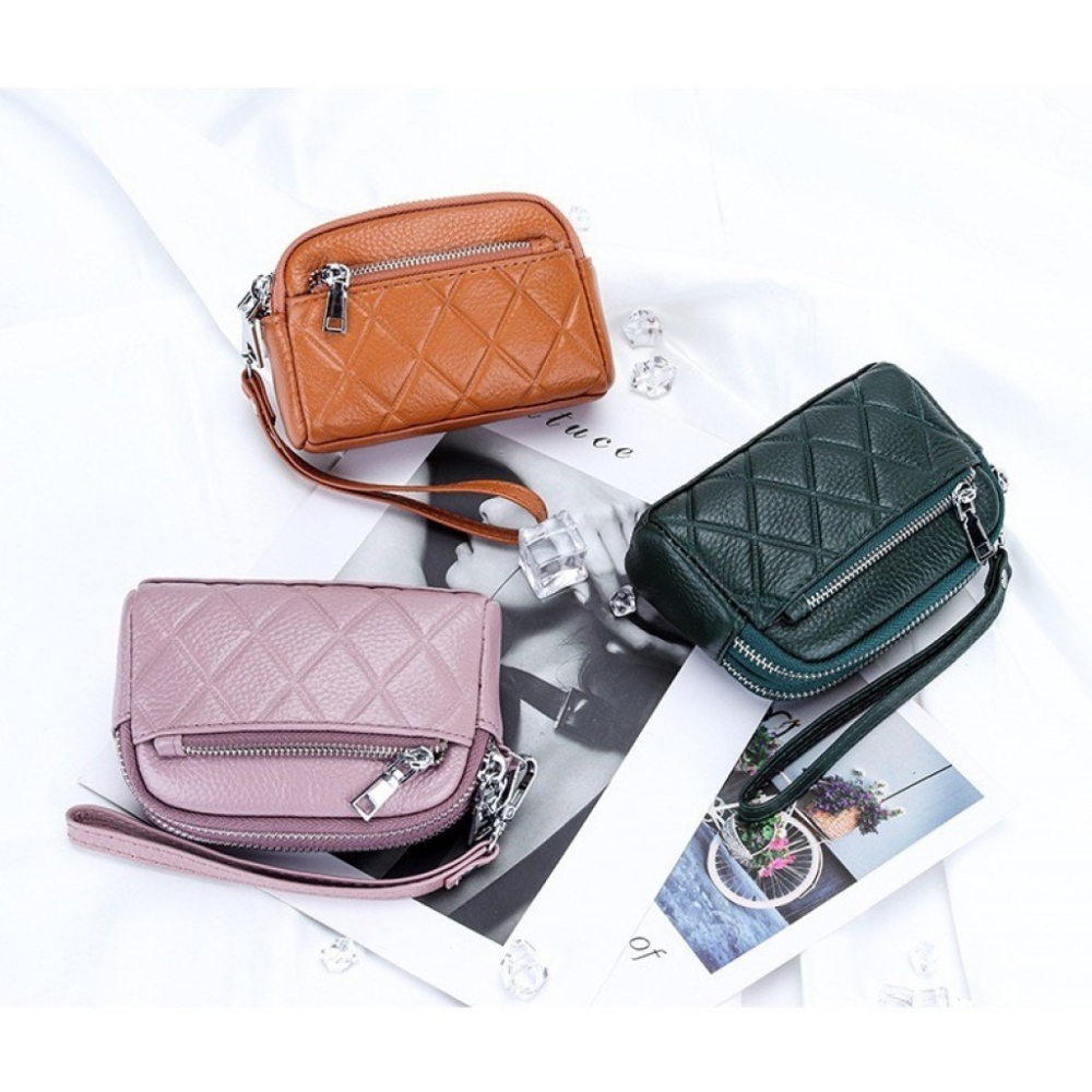 【真皮格紋零錢手拿包/ 13.5 × 9 × 5 CM /數量有限/售完不補】-細節圖8