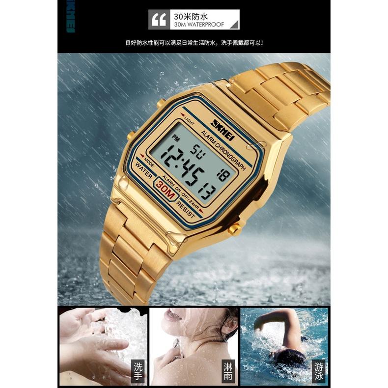 手錶 台灣現貨 時刻美 Skmei 時尚電子錶 男士鋼帶手錶 電子防水手錶 1123-細節圖4