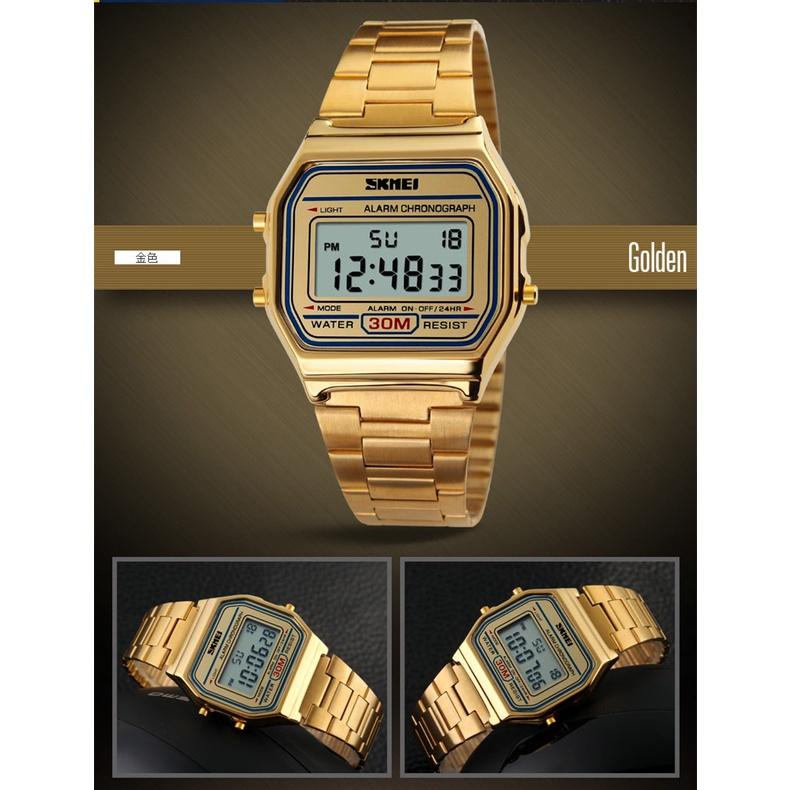 手錶 台灣現貨 時刻美 Skmei 時尚電子錶 男士鋼帶手錶 電子防水手錶 1123-細節圖6