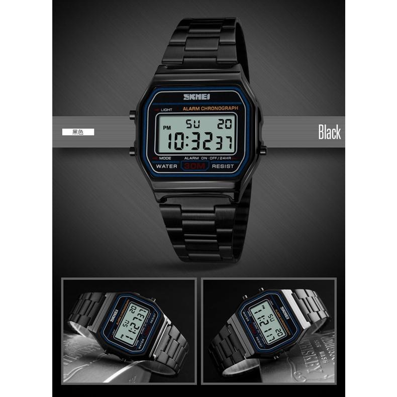 手錶 台灣現貨 時刻美 Skmei 時尚電子錶 男士鋼帶手錶 電子防水手錶 1123-細節圖7