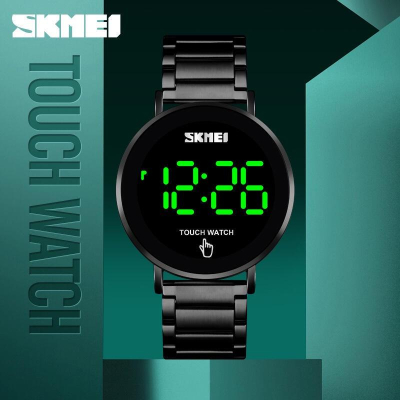 Skmei時刻美時尚簡約電子錶 男士不鏽鋼錶 LED觸屏電子手錶 1550