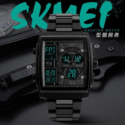 台灣出貨 時刻美 SKMEI 1274 方形 潮流時尚防水男士電子錶 多功能戶外運動學生手錶