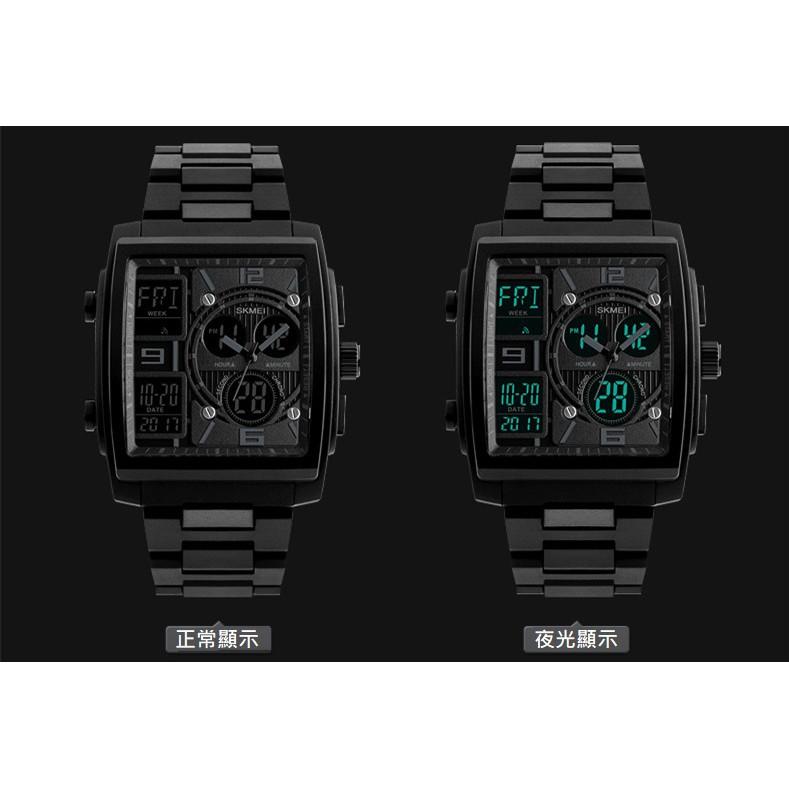 台灣出貨 時刻美 SKMEI 1274 方形 潮流時尚防水男士電子錶 多功能戶外運動學生手錶-細節圖6