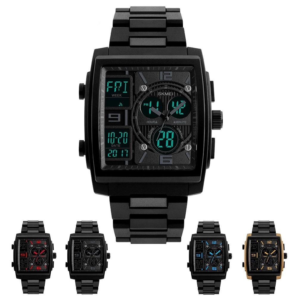 台灣出貨 時刻美 SKMEI 1274 方形 潮流時尚防水男士電子錶 多功能戶外運動學生手錶-細節圖7