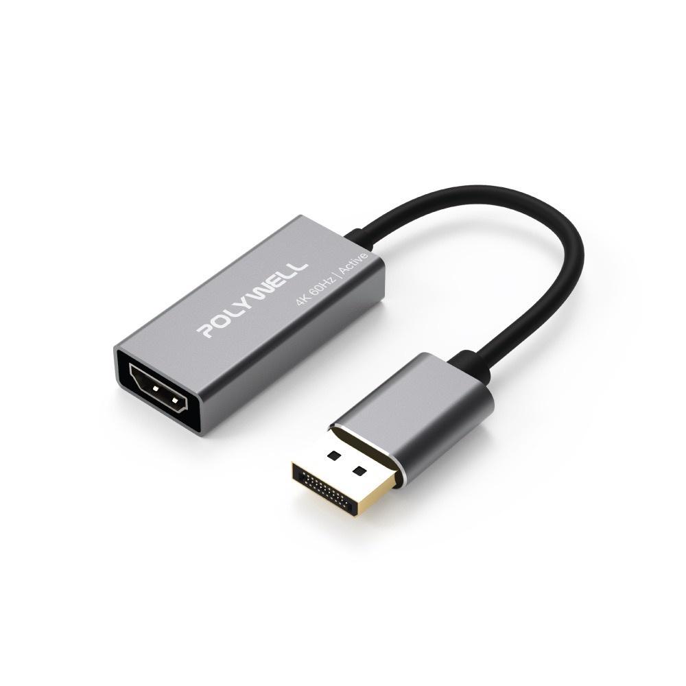 POLYWELL DP轉HDMI 訊號轉換器 4K 60Hz 主動式晶片 DP HDMI 轉接線 寶利威爾-細節圖2