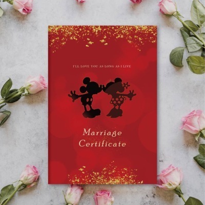結婚證書夾(含書約) 客製質感證書夾 同性書約 公版現貨 結婚書約-戶政事務所 結婚證書 結婚必備 結婚登記-米奇米妮-細節圖2