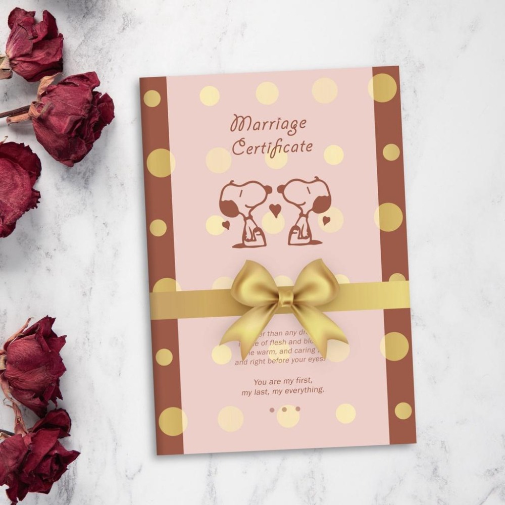 現貨+預購 結婚證書夾(含書約) 客製證書夾 書約 結婚書約-戶政事務所 結婚證書 結婚 登記-史努比-甜甜巧克力禮盒-細節圖2