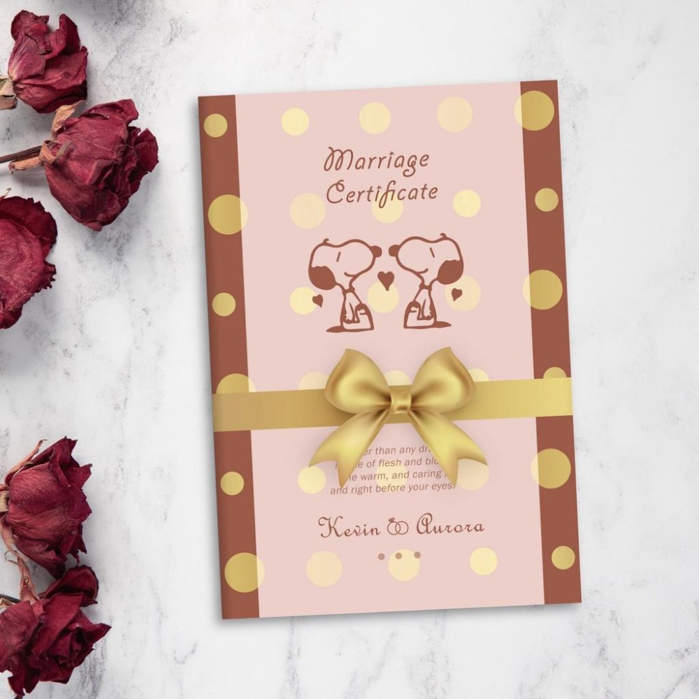 現貨+預購 結婚證書夾(含書約) 客製證書夾 書約 結婚書約-戶政事務所 結婚證書 結婚 登記-史努比-甜甜巧克力禮盒-細節圖3