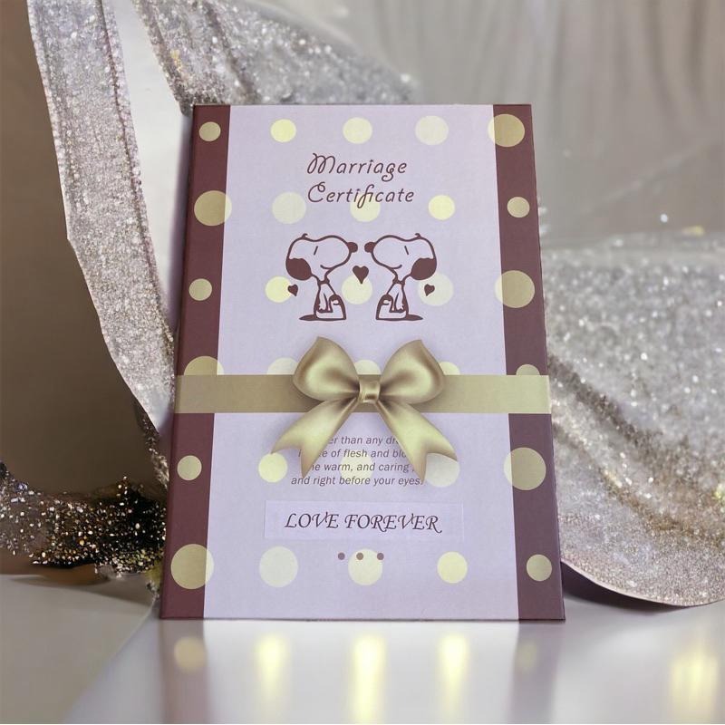 現貨+預購 結婚證書夾(含書約) 客製證書夾 書約 結婚書約-戶政事務所 結婚證書 結婚 登記-史努比-甜甜巧克力禮盒-細節圖9
