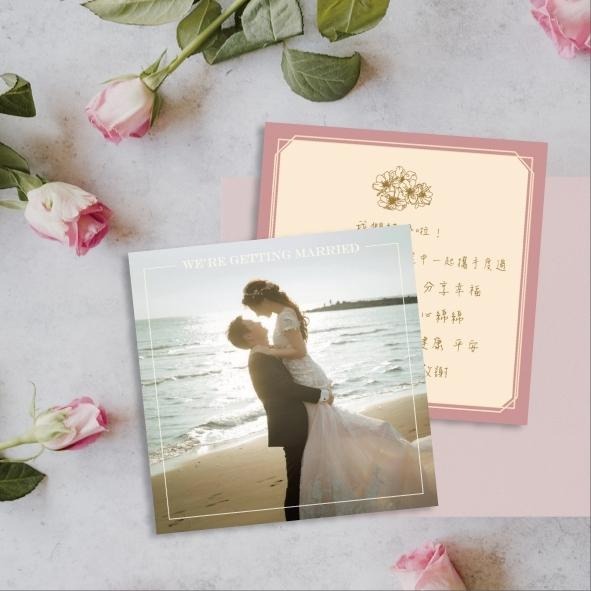 囍餅謝卡-文青婚紗插畫謝卡 (任選款式) 結婚 9x9cm 客製婚禮謝卡 結婚謝卡 婚紗謝卡 插畫謝卡 謝卡 雙面印刷-細節圖6