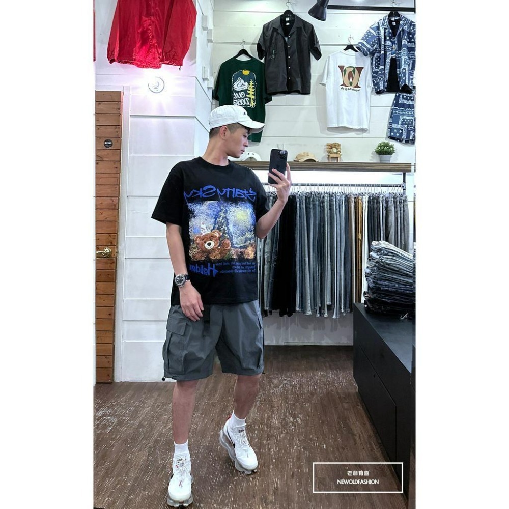 『新品上市』重磅星空帽子熊短T(NOF23052714)-黑-細節圖4