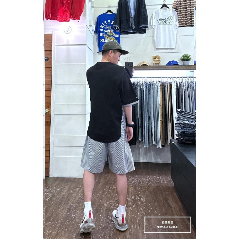 『新品上市』重磅條紋側拼接短T(NOF23032482)-黑-細節圖5