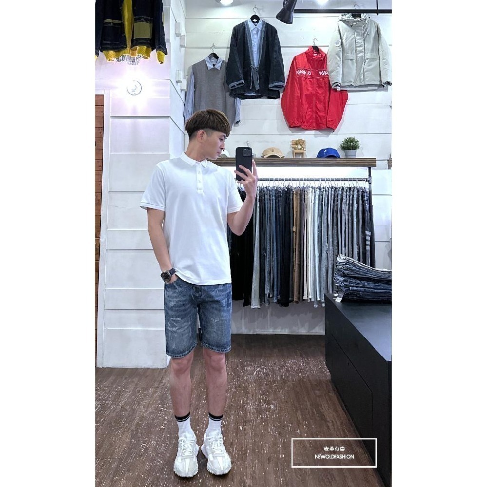 『新品上市』重磅藍印Z貓抓牛仔短褲 素色短褲 微刷破 日系 阿美咔嘰 牛仔褲 工裝 短褲 五分褲(NOF2303102)-細節圖3