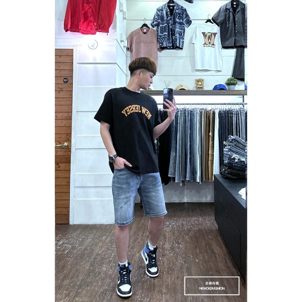 『新品上市』重磅抓痕微刷牛仔短褲 彈性牛仔 仿舊水洗 日系 阿美咔嘰 五分褲 牛仔褲 男生短褲(NOF23041872)-細節圖5