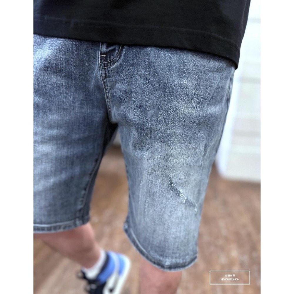『新品上市』重磅抓痕微刷牛仔短褲 彈性牛仔 仿舊水洗 日系 阿美咔嘰 五分褲 牛仔褲 男生短褲(NOF23041872)-細節圖6