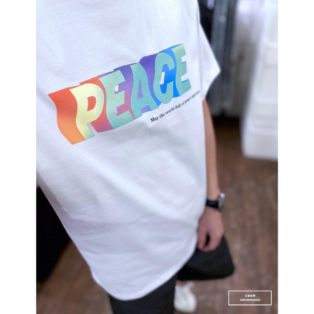 『新品上市』重磅彩色立體PEACE短T(NOF23022542)-白-細節圖6