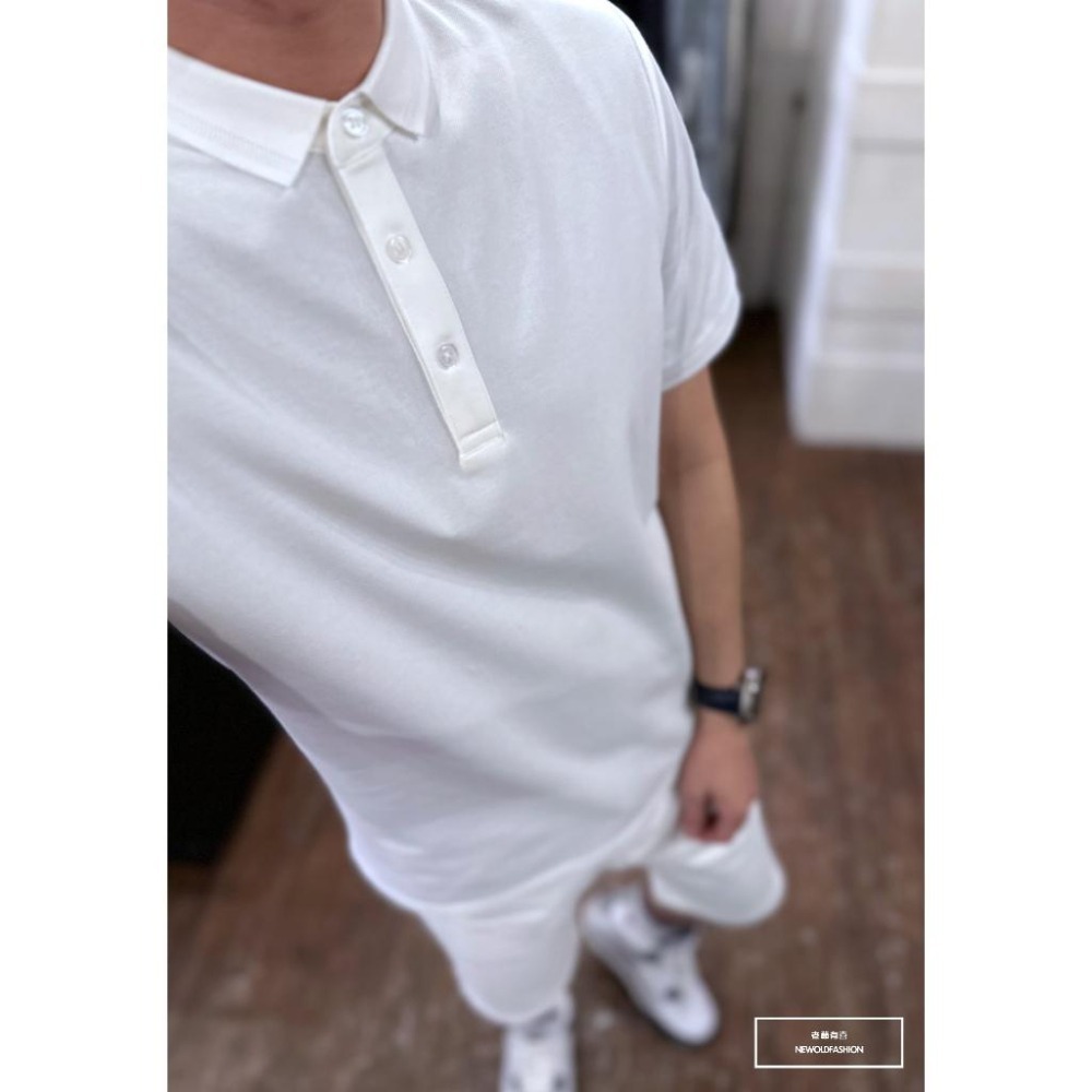 『新品上市』重磅素色車線領修身POLO衫(NOF2303C60022)-白-細節圖2