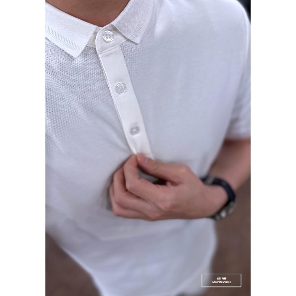 『新品上市』重磅素色車線領修身POLO衫(NOF2303C60022)-白-細節圖5
