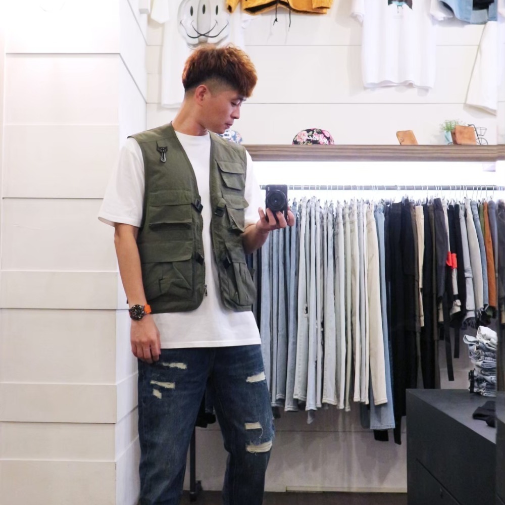 『新品上市』重磅框線刷破黃條補丁中直筒褲(NOF2009911)-細節圖2