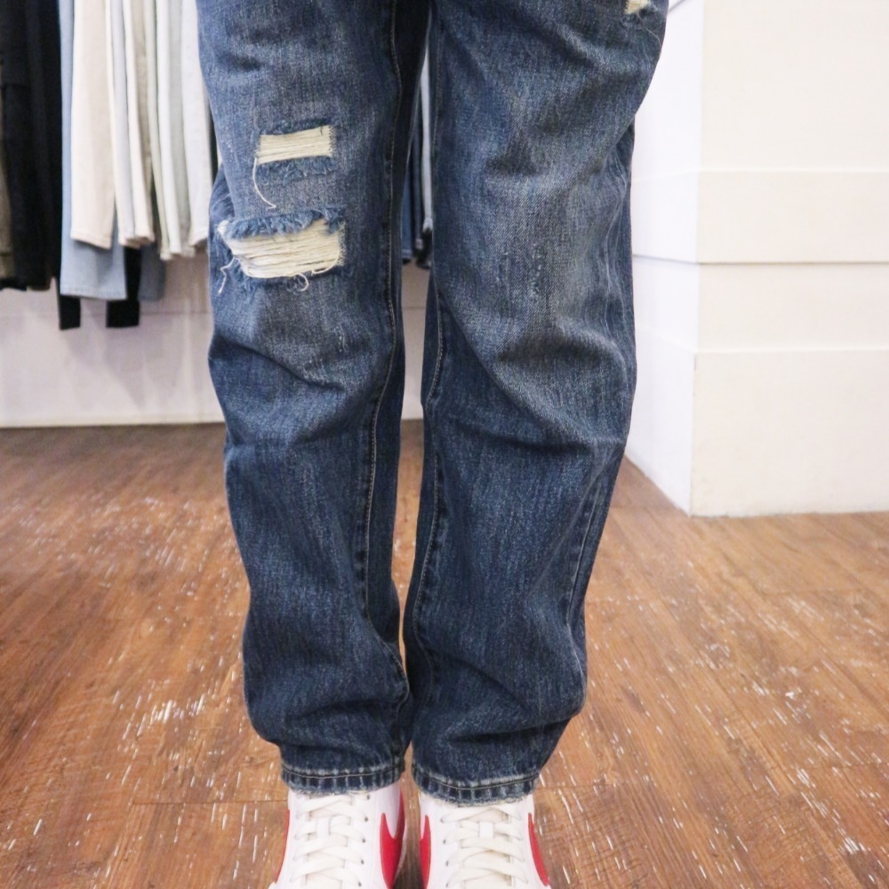 『新品上市』重磅框線刷破黃條補丁中直筒褲(NOF2009911)-細節圖6