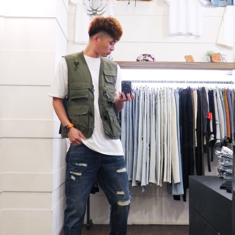 『新品上市』重磅框線刷破黃條補丁中直筒褲(NOF2009911)-細節圖9