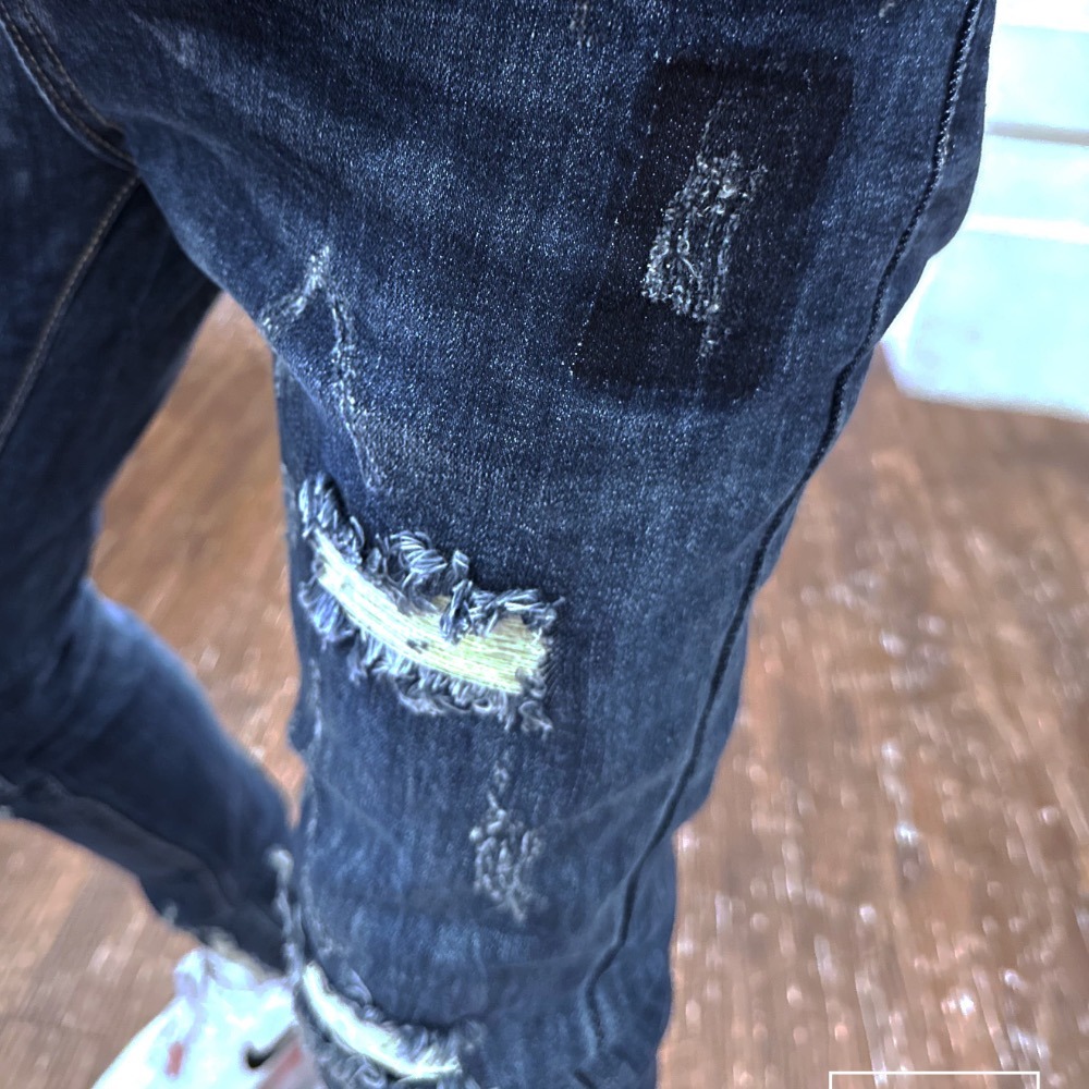 『新品上市』重磅藍印ㄑ字抓痕破壞小直筒牛仔褲(NOF23042306)-細節圖7