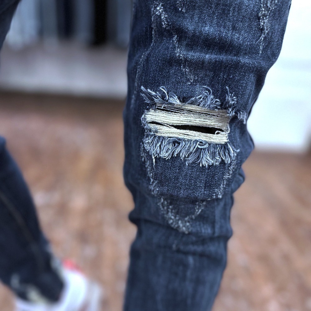 『新品上市』重磅藍印ㄑ字抓痕破壞小直筒牛仔褲(NOF23042306)-細節圖8