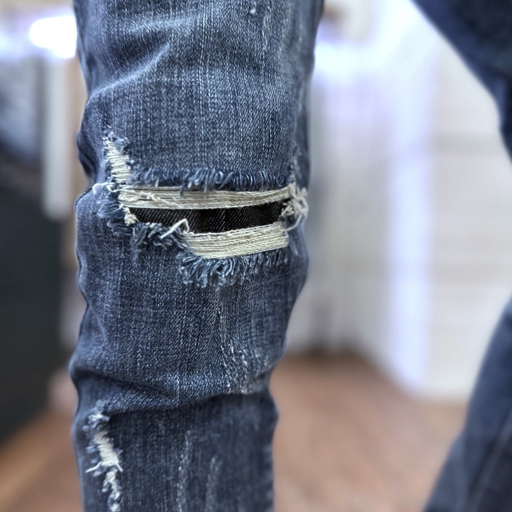 『新品上市』重磅貓抓多破壞小直筒牛仔褲(NOF23043658)-細節圖2