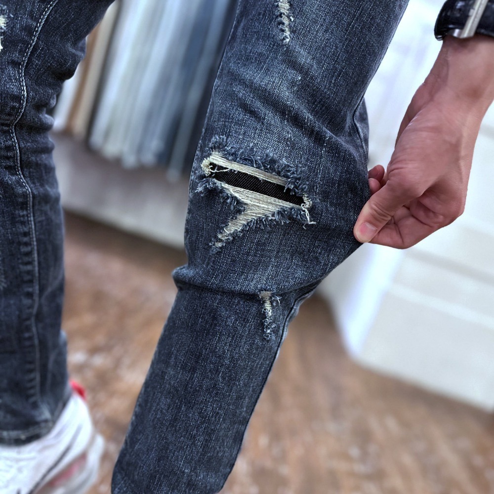 『新品上市』重磅貓抓多破壞小直筒牛仔褲(NOF23043658)-細節圖6