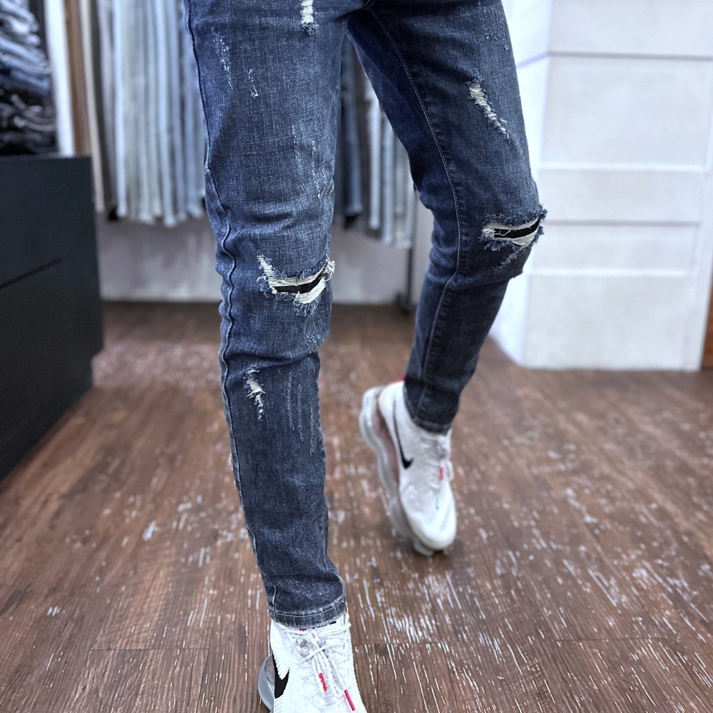 『新品上市』重磅貓抓多破壞小直筒牛仔褲(NOF23043658)-細節圖7