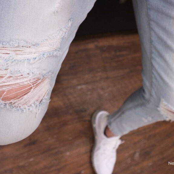 『熱銷到貨』重磅淺刷白破壞貓鬚牛仔小直筒褲！-細節圖3