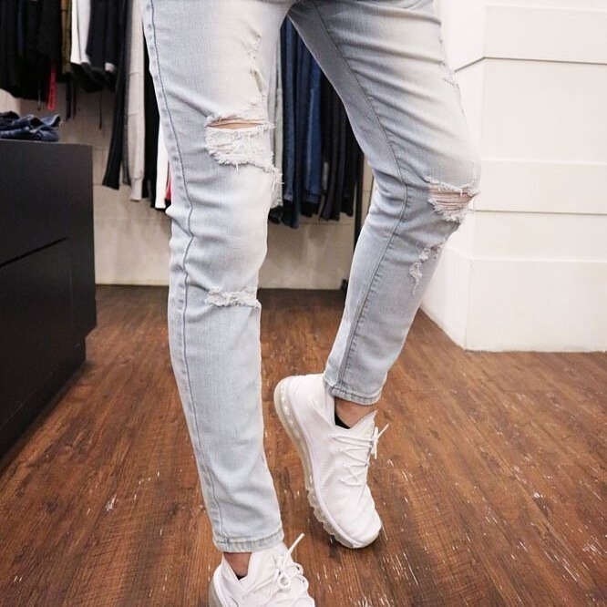 『熱銷到貨』重磅淺刷白破壞貓鬚牛仔小直筒褲！-細節圖7