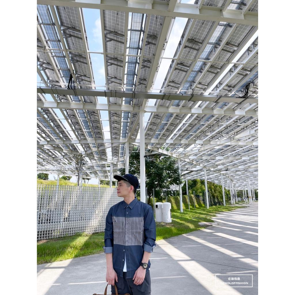 『老爺有喜』重磅撞色直條拼接襯衫(NOF21092117)-藍-細節圖4