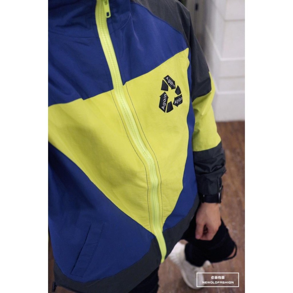 『老爺有喜』三角撞色拼接立領防風外套(NOF2109A105)-螢光綠-細節圖2