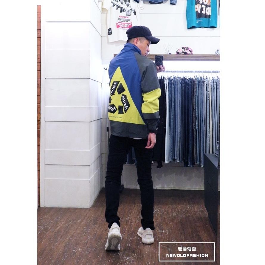 『老爺有喜』三角撞色拼接立領防風外套(NOF2109A105)-螢光綠-細節圖3