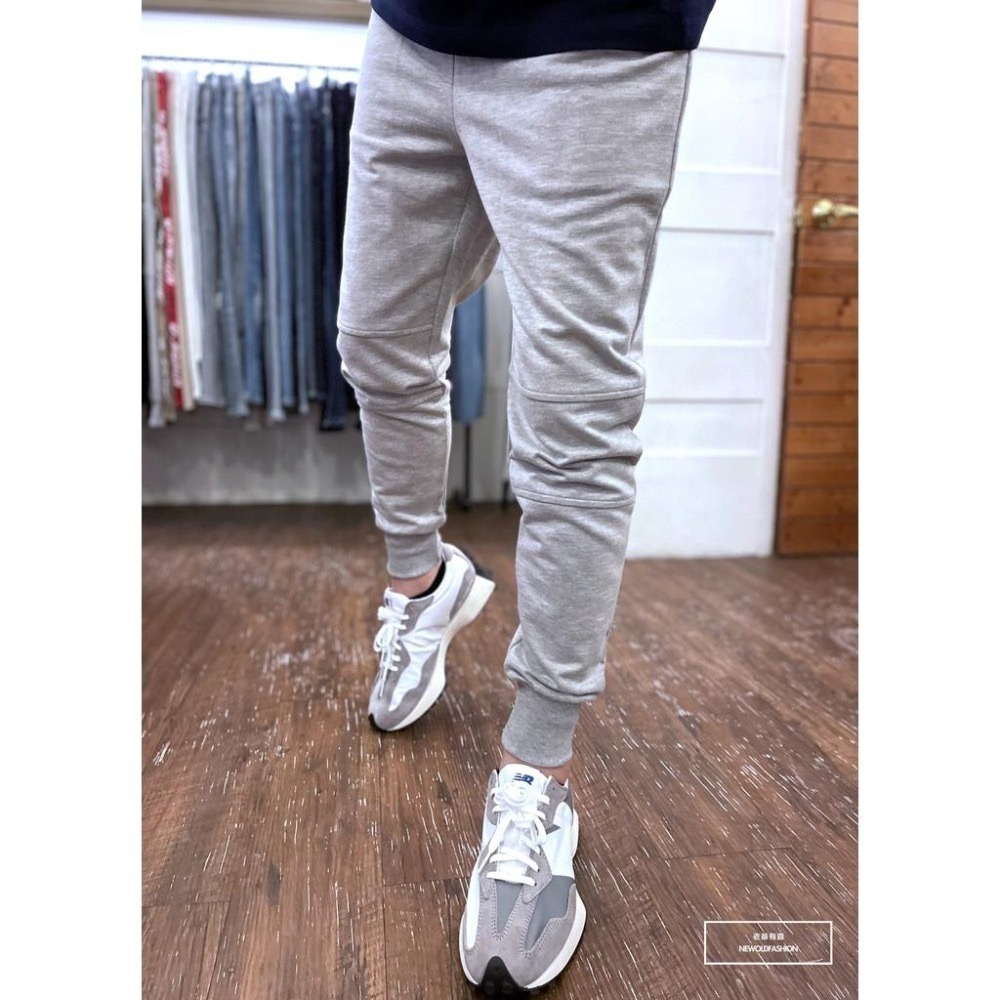 『老爺有喜』重磅拼接棉長褲-淺灰-細節圖6