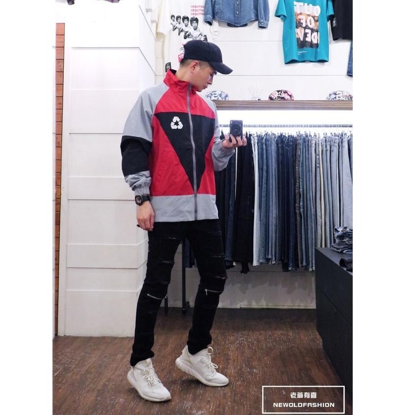 『老爺有喜』三角撞色拼接立領防風外套(NOF2109A105)-紅-細節圖3