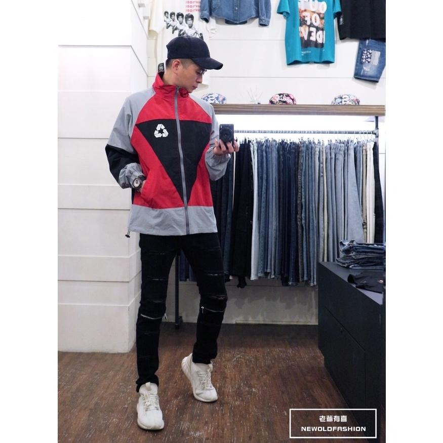 『老爺有喜』三角撞色拼接立領防風外套(NOF2109A105)-紅-細節圖4